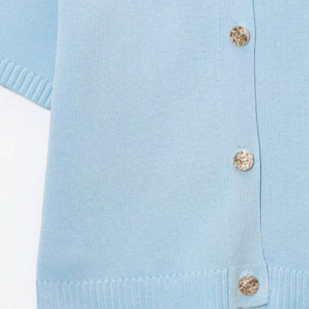 Blue Casual Women's Short Sleeve Knit Top - Picture 9 of 11